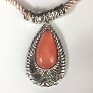 New York & Co Orange Teardrop Pendant Necklace NWT
